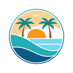 Beach view logo design template