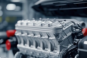 Fototapeta premium Close-up of a Powerful Modern Car Engine.