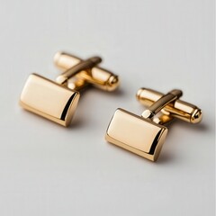 Gold Cufflinks on White Background