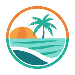 Beach view logo design template