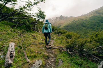 hiker looking at the mountains in Patagonia