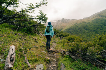 hiker looking at the mountains in Patagonia