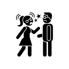 Woman hitting man icon