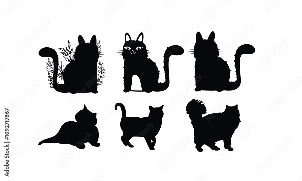 Wall mural Cat Vector bundle, Clipart, Silhouette, Vector, icons, illustration, design.