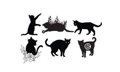 Cat Vector bundle, Clipart, Silhouette, Vector, icons, illustration, design.