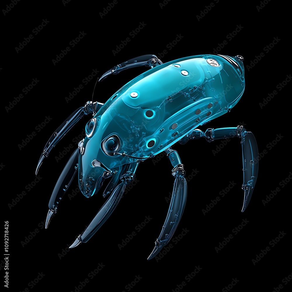 Aufkleber 3d render of a transparent robotic insect with intricate features showcasing modern technology and d