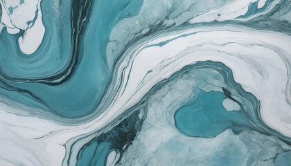 Smooth Abstract Marble Texture in Teal and White with Polished Design.