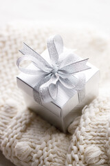 Artisan gift box on soft sweater