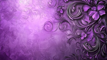 Purple background with floral patterns creating an elegant and sophisticated design. Generative Ai