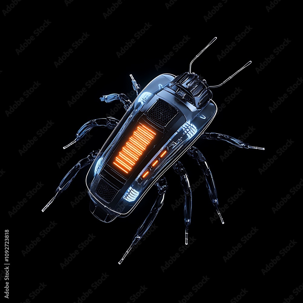 Aufkleber futuristic insectoid robot with illuminated features and complex mechanical design, a unique blend o