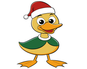 Festive Cartoon Duck with Santa Hat