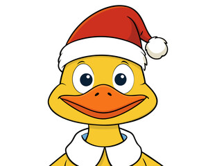 Festive Cartoon Duck with Santa Hat