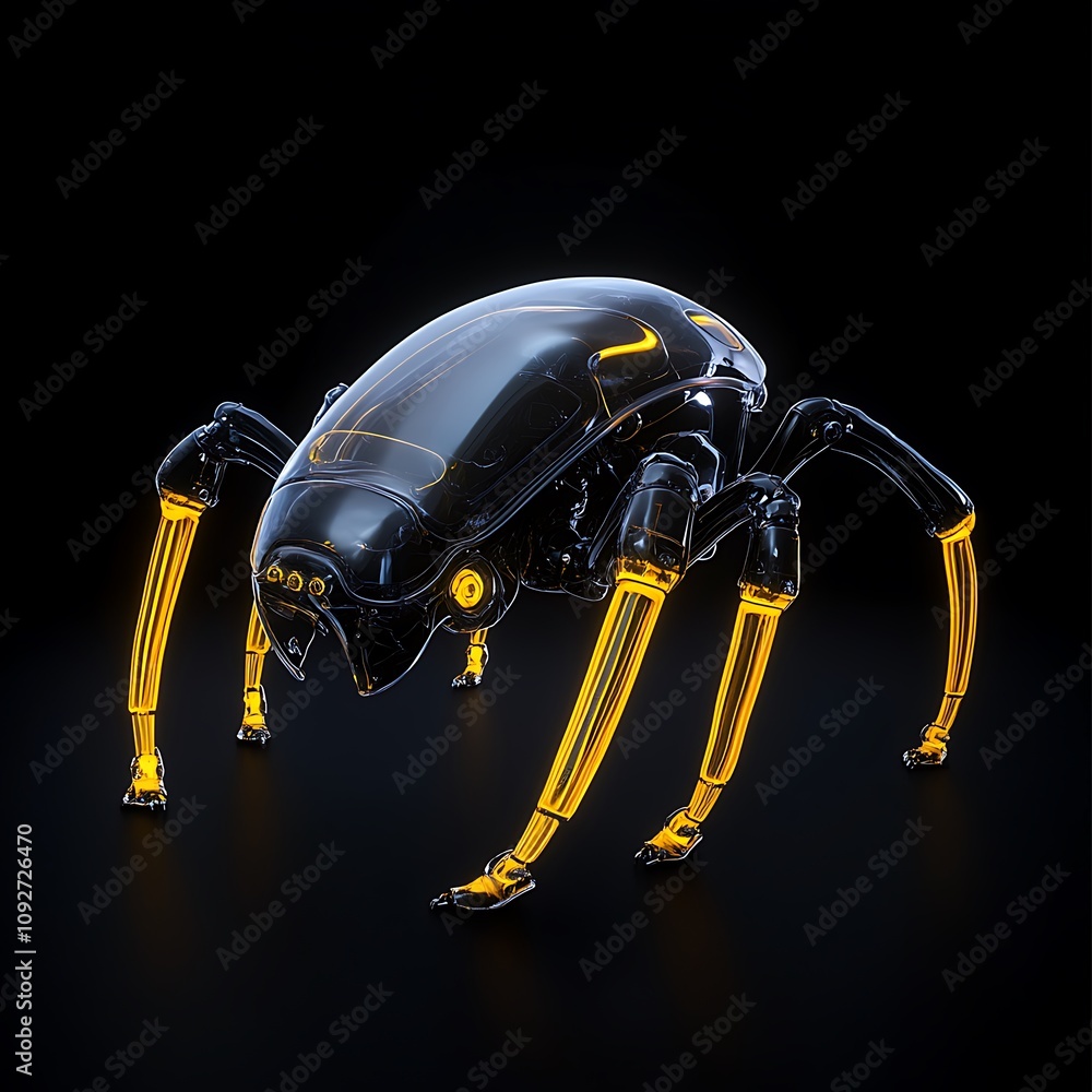 Aufkleber futuristic robotic insect with sleek design and illuminated components, showcasing innovative techno