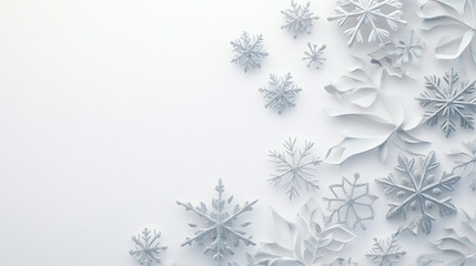 Obraz premium Delicate Silver Snowflakes on Minimalist White Background