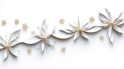 Modern Abstract Design with Golden Geometric Snowflake Patterns
