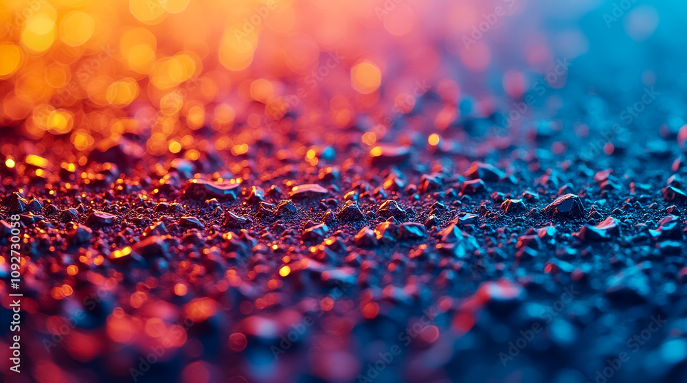 Poster textured surface showcasing numerous small triangular and polygonal shapes in various colors illumin