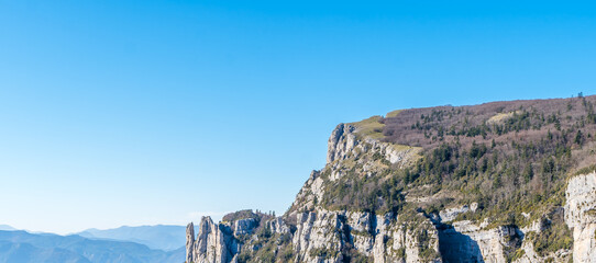 Majestic Mountain Landscape in the Vercors with Blue Sky and Space for Text