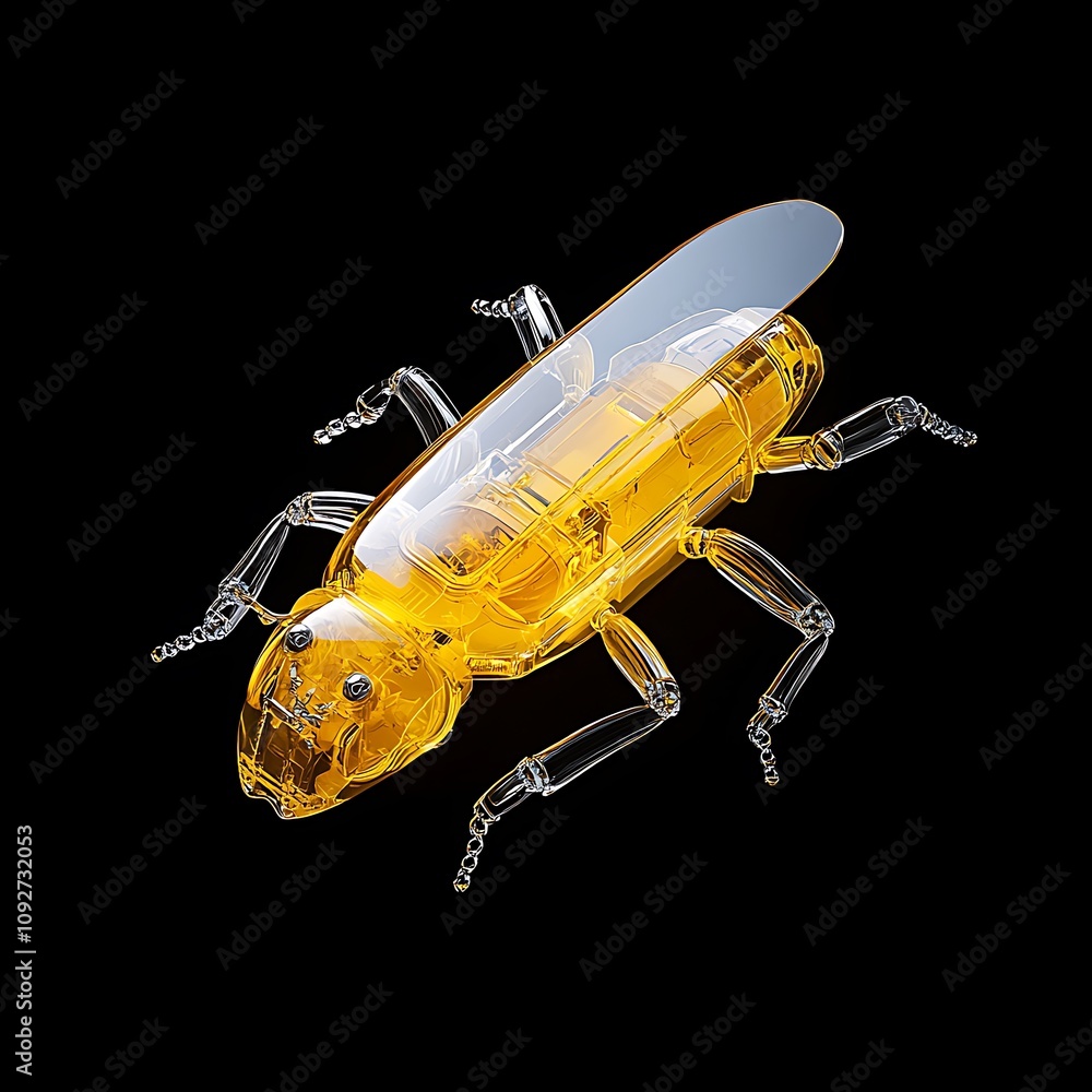 Aufkleber intricately designed transparent yellow insect model displaying unique features and modern artistry 