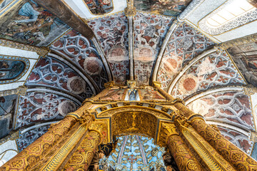 Interior view at the Charola of the Convent of Christ, magnificent Knights Templar architecture at...