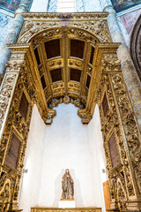 Interior view at the Charola of the Convent of Christ, magnificent Knights Templar architecture at...
