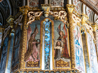 Interior view at the Charola of the Convent of Christ, magnificent Knights Templar architecture at...