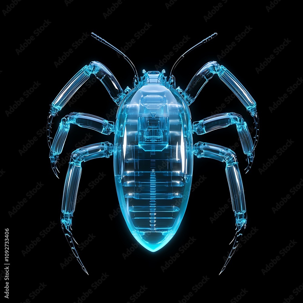 Aufkleber transparent robotic insect with intricate mechanical components showcasing advanced technology and d