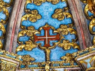Interior view at the Charola of the Convent of Christ, magnificent Knights Templar architecture at...