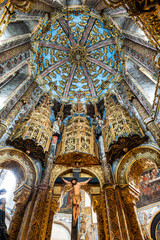 Interior view at the Charola of the Convent of Christ, magnificent Knights Templar architecture at...