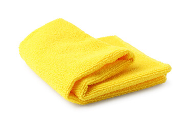Clean yellow microfiber cloth isolated on white