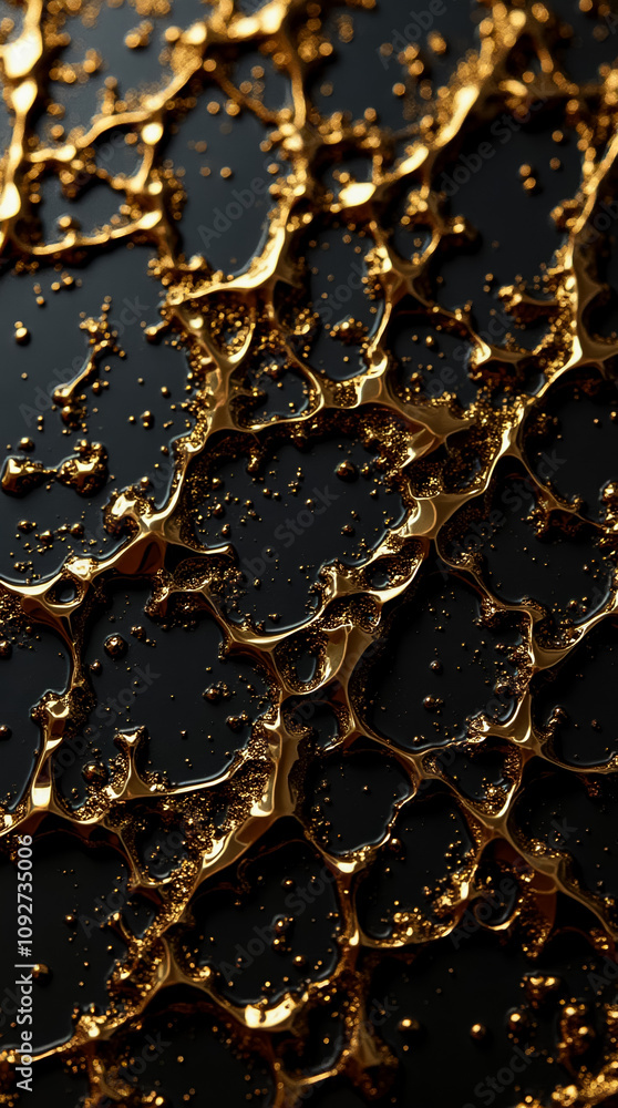 Poster close-up view reveals an intricate textured surface featuring small gold facets, creating a captivat