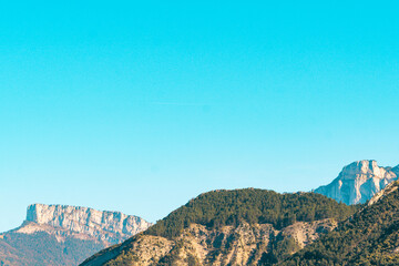 Majestic Mountain Landscape in the Vercors with Blue Sky and Space for Text