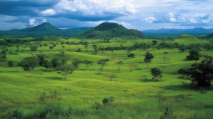 Savanna landscape. Thung Salaeng Luang area, Phetchabun province, Thailand. 
