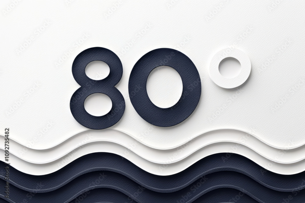 Poster stylish 80 degree temperature design with layered waves and textures