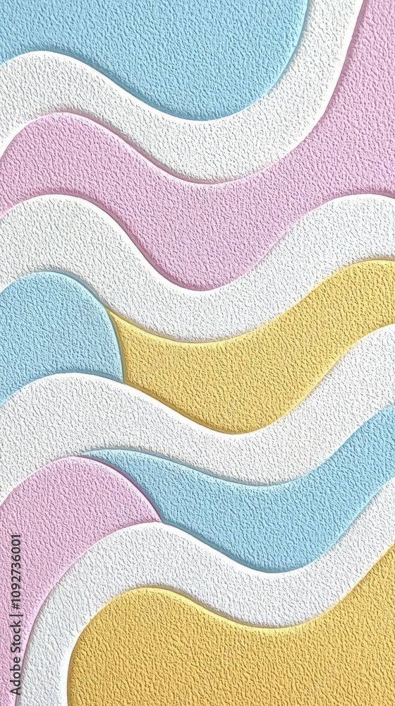 Poster textured waves in pastel colors create soothing visual effect