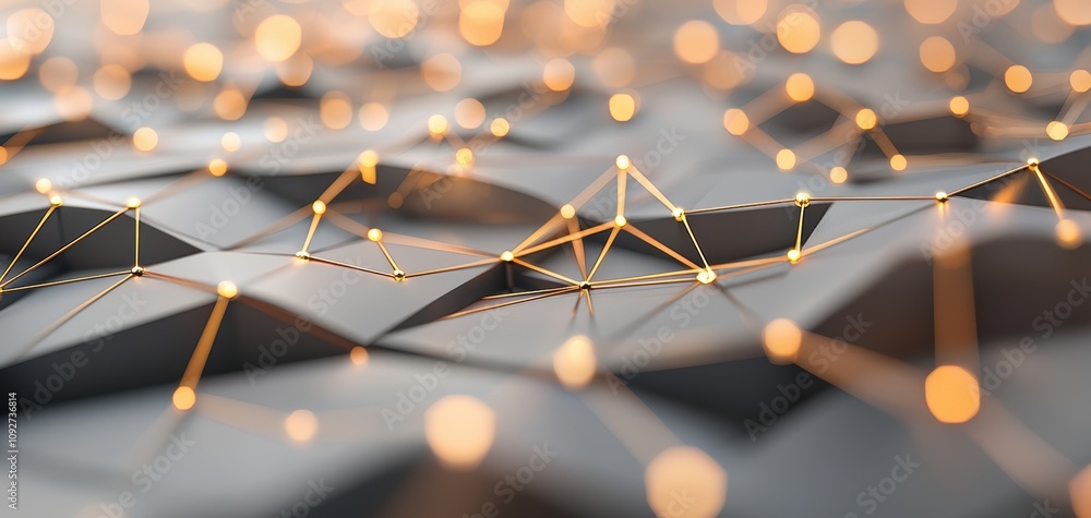 Aufkleber SEO relevance concept. A close-up view of an abstract, textured surface with geometric shapes and glowing connections, creating a futuristic and dynamic visual effect.