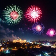 Fototapeta premium fireworks at the night of the city of st. petersburg