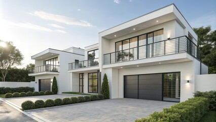 Modern minimalist duplex house with clear architectural design