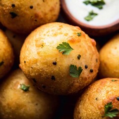 Fototapeta premium extreme macro shot of Aloo Bonda