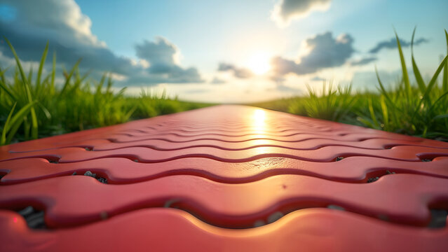 Red Brick Pathway Under Clear Sky