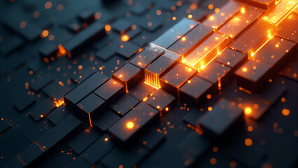 Obraz premium Abstract orange and blue background. Generative ai.