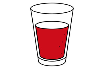 Refreshing Red Beverage in a Glass, Simple Cartoon Illustration