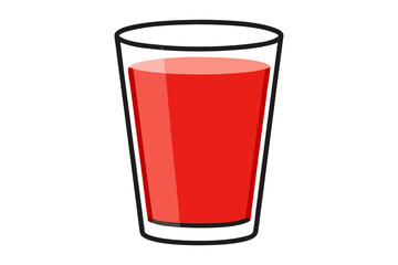 Refreshing Red Juice in a Glass, Simple Cartoon Illustration