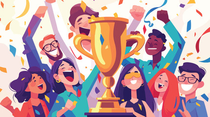 Successful Group of Workers Celebrating Achievement