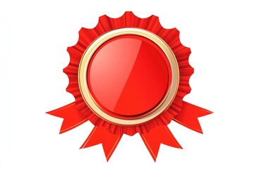 Red Award Medallion With Golden Accents And Ribbons