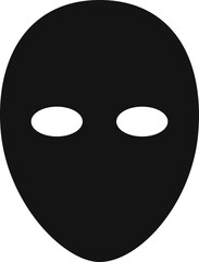 Incognito mask, villain or robber hide face element, black silhouette mystery costume icon. Superhero or carnival bandit burgar