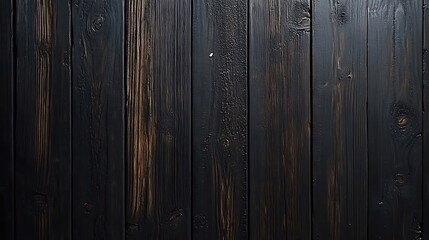 Naklejka premium Dark stained vertical wood planks background texture.