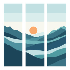 Minimalist Sunrise Over Mountains Through a Window Frame