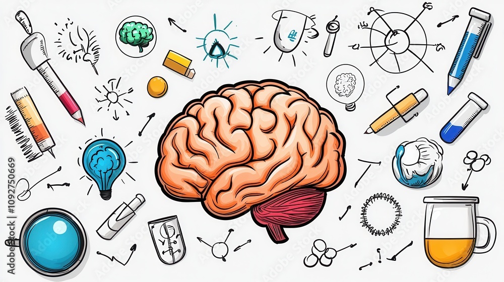 Poster exploring the innovative mind visualizing creative thinking and problem solving concepts