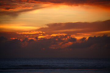 Sunset and sunset glow on the Seychelles Island in Africa