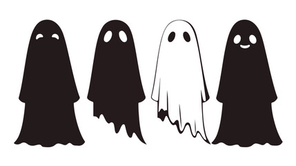 Spooky Ghost Icon Vector Cartoon Illustration